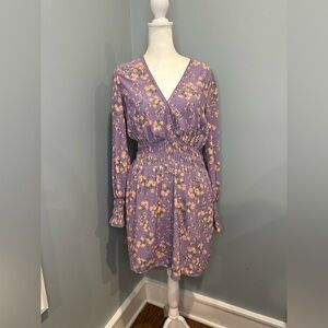 Wayf Lavender Dress with Peach Floral Pattern